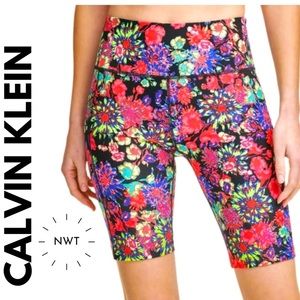NWT High Waisted Bike Short Cute Neon Pattern|Active Wear|Calvin Klein